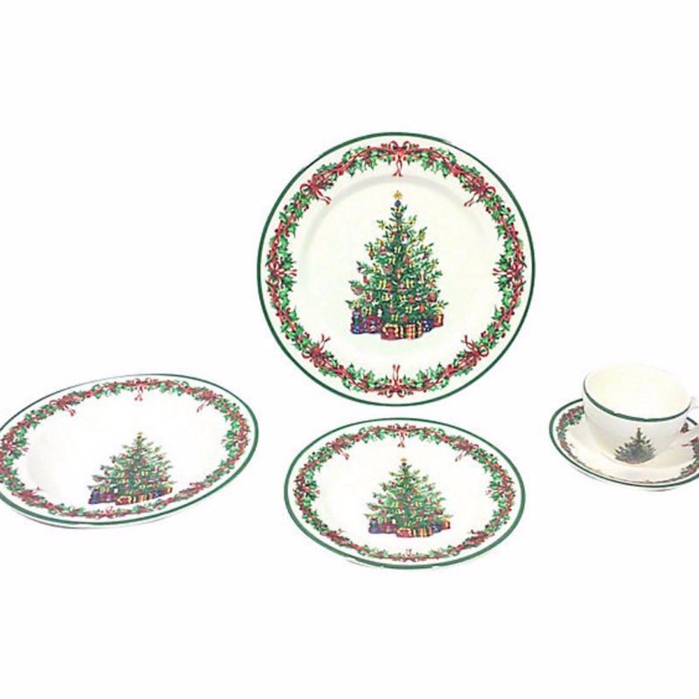 Vintage  Christmas Dishes Christopher Radko 5 Piece Setting